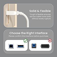 Portronics PrintLink 5 – USB-A to B Printer Cable, 5M, high-speed data transfer, durable design, compatible with various printers, ideal for home and office use, flexible and tangle-free.