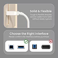 Portronics PrintLink 5 – USB-A to B Printer Cable, 5M, high-speed data transfer, durable design, compatible with various printers, ideal for home and office use, flexible and tangle-free.