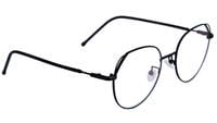 Unisex Round Large Spectacle Frame. Transparent ARC Lens. Black Color Metal Frame.