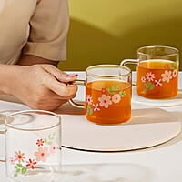 Borosil Vision Ayana Tea n Coffee Classic Mug Set of 6 Pcs 190 ml | Borosillicate Glass, Microwave Safe, Scratch Resistance, Lightweight | for Chai, Green Tea, Milk | Transparent