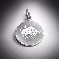925 Sterling Silver Taurus Zodiac Pendant for Men & Women | Bull Astrology Charm Necklace | Round Engraved Horoscope Jewelry