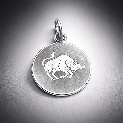 925 Sterling Silver Taurus Zodiac Pendant for Men & Women | Bull Astrology Charm Necklace | Round Engraved Horoscope Jewelry