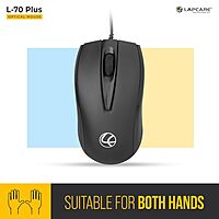 Lapcare L‑70 Plus Wired Optical Mouse – 1200 DPI, Ambidextrous, Ergonomic, Plug-and-Play