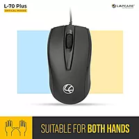 Lapcare L‑70 Plus Wired Optical Mouse – 1200 DPI, Ambidextrous, Ergonomic, Plug-and-Play