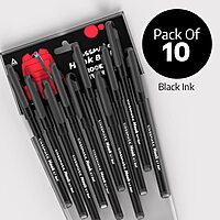 Classmate Hook- Black Ball Pens (Pack of 10)|Smooth & Fast Writing Ball Pens|Unique Griper for Writing Comfort|Attractive Body Design for Boys & Girls|School & Office Stationery