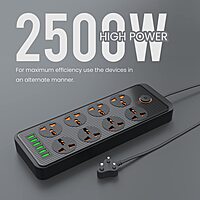 Portronics Power Plate 8 – 8 Sockets & 6 USB Ports (2500W) offers versatile charging with multiple outlets and fast USB ports, perfect for home or office use, ensuring all devices stay powered.