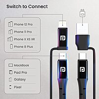 Portronics Konnect J8 – 3-in-1 60W Fast Charge Cable, 1.2M. Versatile charging solution for multiple devices. Durable design, high-speed charging, and convenient length for easy use.