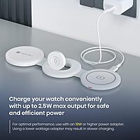 Portronics ChargeMate Trio 15W 3-in-1 Wireless Charger with 60W Type-C Cable | White