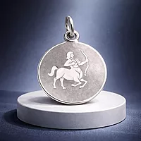925 Sterling Silver Sagittarius Zodiac Pendant for Men & Women | Archer Astrology Charm Necklace | Round Engraved Horoscope Jewelry