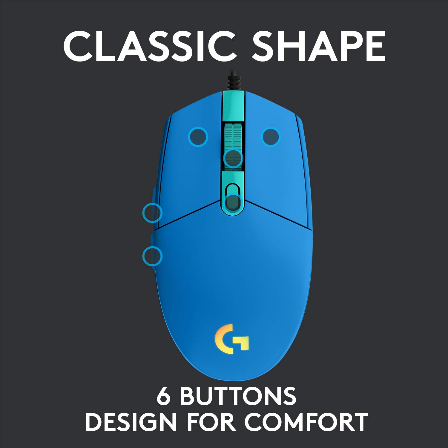 LOGITECH LIGHT SYNC WIRED GAMING MOUSE G203-Blue