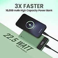 Portronics Luxcell B 10K Power Bank – 10000mAh | 22.5W Fast Charging  | Green