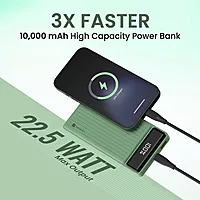 Portronics Luxcell B 10K Power Bank – 10000mAh | 22.5W Fast Charging | Green