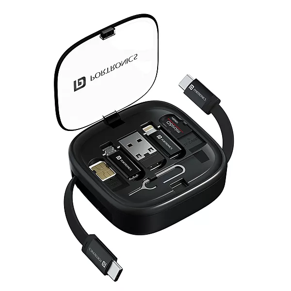 Portronics Snapcase 2 features a compact design, 60W fast charging, and multiple connectors, ensuring compatibility for various devices.