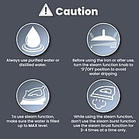 AGARO Royal Steam Iron, 2000W, Ceramic Coated Sole Plate, Fast Heating, 360 degree 320 Ml Water Tank