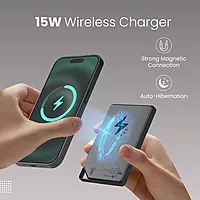 Portronics Boosty 5K – A compact 5000mAh power bank with 15W magnetic wireless charging. Perfect for on-the-go charging, it ensures your devices stay powered without the hassle of cables.