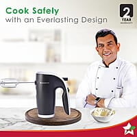 Wonderchef Onyx 5 Speed Electric Hand Mixer 300W SS Whisk Beaters & Dough Hooks