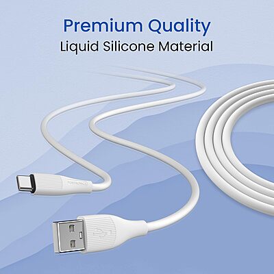 Portronics 2719 Silklink Lightning Cable – 3A USB-A to Lightning | Soft Silicon Cable | 1M | White