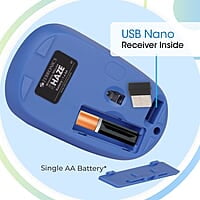 ZEBRONICS Haze Wireless Mouse for Computers, Laptops with 1200 DPI, Advanced Optical Sensor, 2.4GHz USB Nano Receiver, Plug - Play Usage, Power Saving Mode and Comfortable use on Most Surfaces