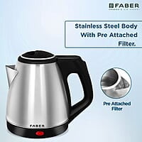 Faber Electric Kettle with Stainless Steel Body, FK 1.2 litres boiler for Water, SS