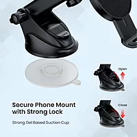 Portronics Clamp M3 Car Mobile Holder – Adjustable | 360° Rotation | Black | 1 Year Warranty