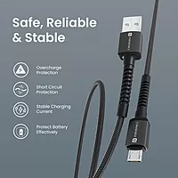 Portronics Konnect X USB-A to Micro USB Cable 3A Fast Charging Data Sync 1M Black