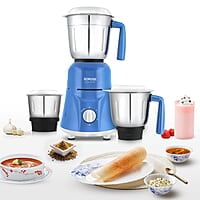 Borosil Star Mixer Grinder, For Wet/Dry Mixing & Grinding, 500 Watts, 3 Jars (400 ml Chutney Jar, 1.2 L Multipurpose Jar, 0.8 L Dry/Wet Grinding Jar), Mixie For Kitchen, Blue