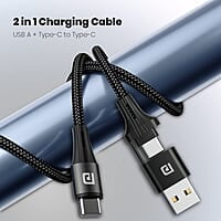 Portronics Konnect J4 USB A + Type C to Type C Cable