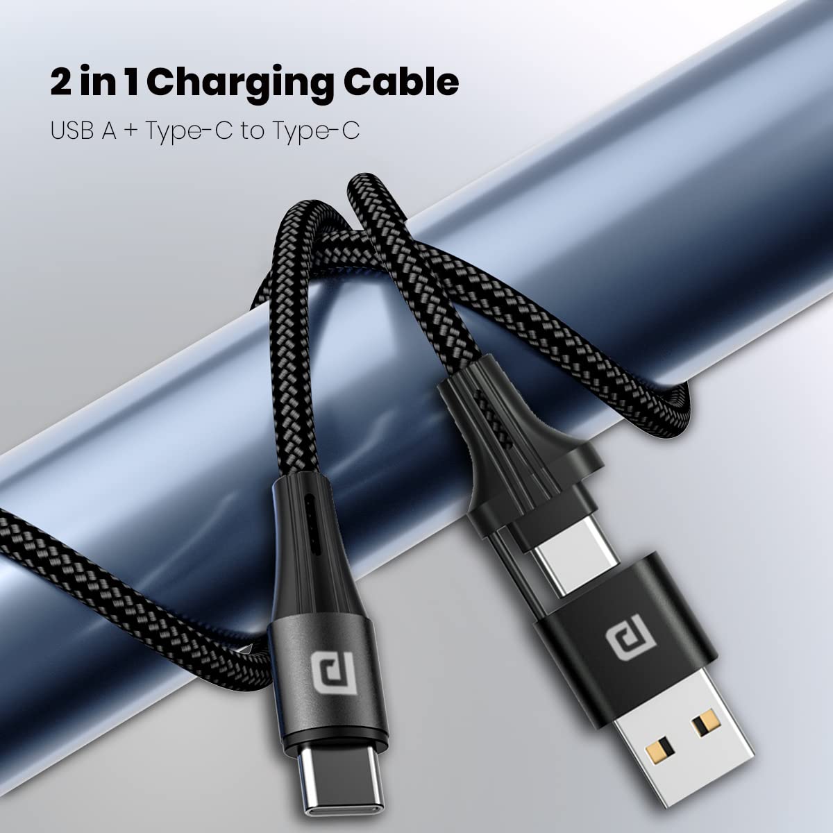 Portronics Konnect J4 USB A + Type C to Type C Cable