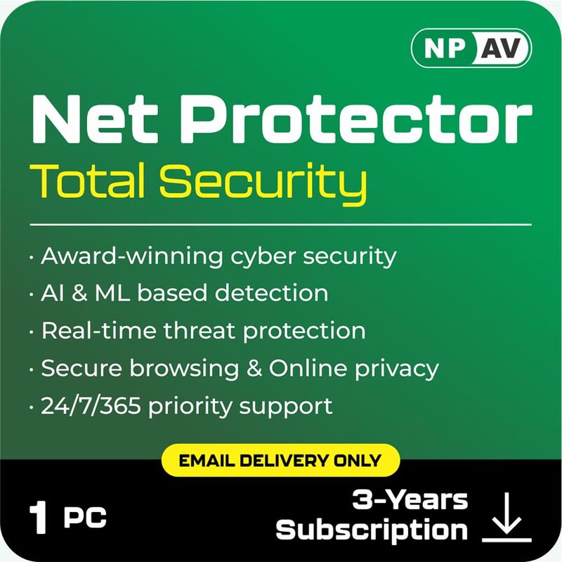 Net Protector Total Security Antivirus 1 PC 3 Year Email License