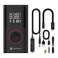 Portronics VAYU Tyre Inflator – 4000mAh Portable | Torch | Rechargeable  | Black | 1 Year Warranty