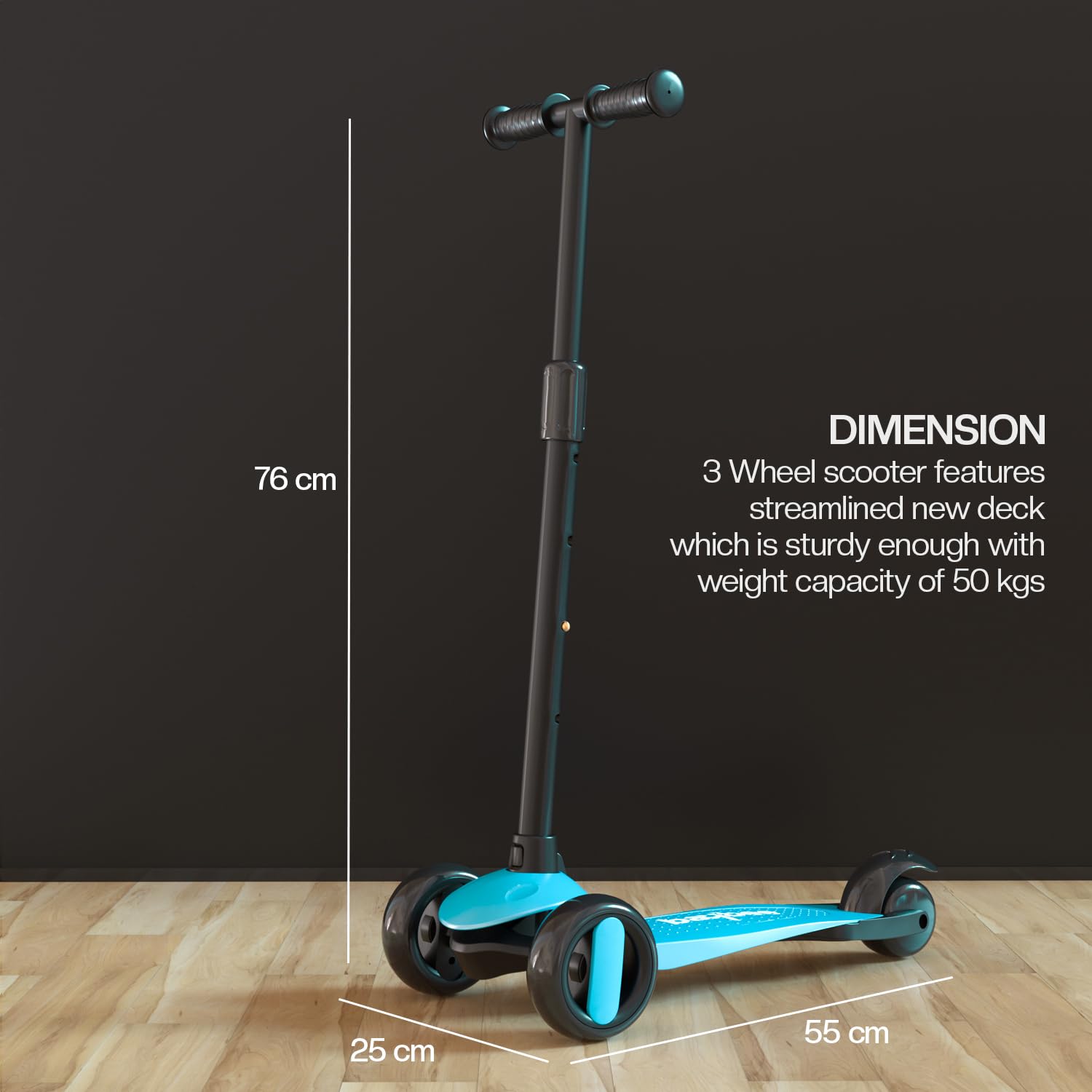 Baybee Alpha Glide Kick Scooter for Kids - Light Blue Baybee Alpha Glide Kick Scooter for Kids - Light Blue