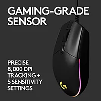 LOGITECH USB WIRED GAMING MOUSE WITH 8K DPI TRACKING AND CUSTOMIZABLE RGB LIGHTING G102-Black