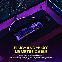 Portronics K2 Mechanical Gaming Keyboard – 20+ RGB Multi-Color Backlight | Red Linear Switches | Anti-Ghosting Keys | Customizable LED Modes | Full-Size | 1.5m USB Cable | Blue