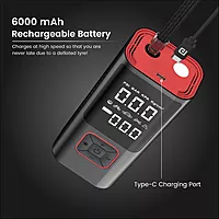 Portronics Vayu 2.0 Rechargeable Tyre Inflator – 150 PSI Pressure | 6000 mAh Battery | Preset Modes | Digital Display | Flashlight Torch | Air Pump Compressor for Car, Bike, Cycle | Black