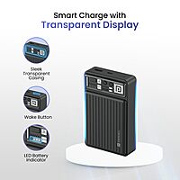 Portronics 20K Mini Power Bank – Compact design, 20000mAh capacity, LED indicator, dual output with USB-A & Type-C PD, fast charging support, perfect for on-the-go device charging.