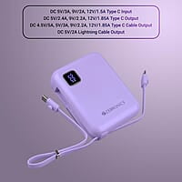 ZEBRONICS MW64 Compact Power Bank, 10000 mAh, Rapid Charge, 22.5W Output, Outputs - Type C Cable | Type C Port | Lightning Port, Percentage Indicator