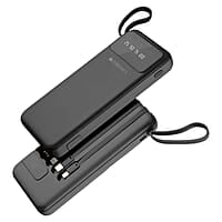 ZEBRONICS MB10000S6 Power Bank, 10000 mAh, 12W, 5 x Outputs - Dual USB A | Type C | Micro USB | Lightning, Built in I/O Cables, Mobile Holder, Percentage Display, Carry Loop