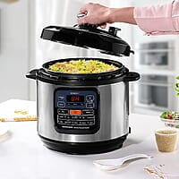 Borosil Instacook 6 L Electric Stainless Steel Pressure Cooker | 12 Digitized Indian Cooking Programs | 15 Hour Delay Timer | One Touch Instat Cooking | Idli Maker, Rice Cooker | 2 Year Warranty