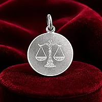 925 Sterling Silver Libra Zodiac Pendant for Men & Women | Astrology Balance Scale Charm Necklace | Round Engraved Horoscope Jewelry