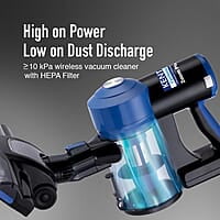 KENT Zoom Plus Vacuum Cleaner 150W Battery Operated, Rechargeable, Cordless & Hoseless Bagless Design Cyclone5 Technology Washable HEPA Filter Multi Nozzle Operation