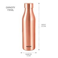 MILTON Copper Charge 750 Water Bottle, 770 ml Lacquer Coating, Curved bottle