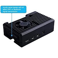 Stripe Aluminum Cooling Case for Raspberry Pi 4/4B, Built-In Active Radiator with Fins