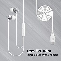 Portronics Conch Beat C Silver Earphones | Type-C, High-Quality Audio & Ideal for Music Lovers & Professionals