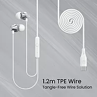 Portronics Conch Beat C Silver Earphones | Type-C, High-Quality Audio & Ideal for Music Lovers & Professionals