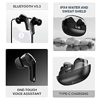 boAt Airdopes 311 Pro w/Up to 50 HRS Playtime, ASAP Charge(10min=150 Mins), Dual Mics w/ENx Tech, Transparent ID, 50 ms Low-Latency Beast Mode, IPX4 Truly Wireless in Ear Earbuds