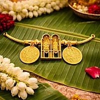 Traditional Lakshmi Dollar Pendant for Mangalsutra | Gold Plated Thirumangalyam Pendant for Women