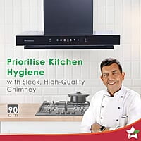 Wonderchef Ruby Sleek 90cm Chimney Powerful Suction of 1400m3/hr Auto Clean Function Oil Collector Low Noise