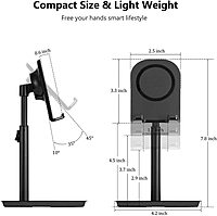 HAMMOK CHARGE Mobile & Tablet Stand – B/W: Sleek design, adjustable height, and sturdy build. Perfect for hands-free viewing and charging. Compatible with all devices. Ideal for home or office use.