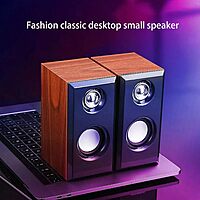 HAMMOK VINTAGE Wooden USB Speaker – Stylish Brown & Black, Rich Sound | Perfect for Home, Office & Retro Audio Lovers
