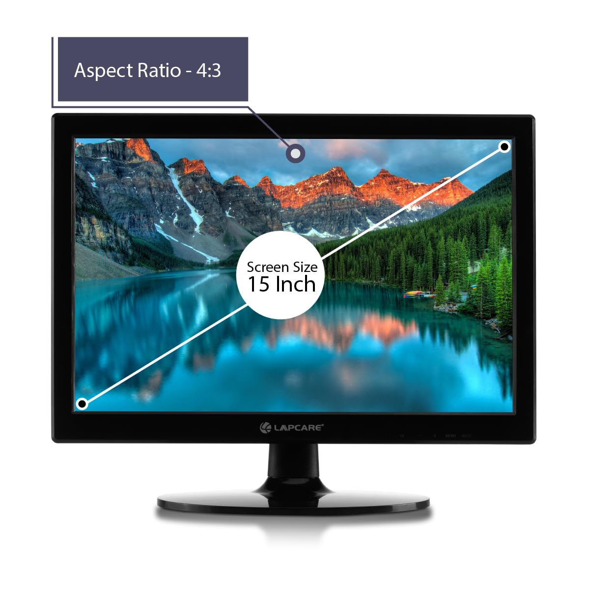 LapCare LM154H: 15.4″ HD (1280×800) LED display, 5 ms response, 60 Hz, VGA + HDMI ports, 250 cd/m² brightness, power‑saving, wall‑mountable.
